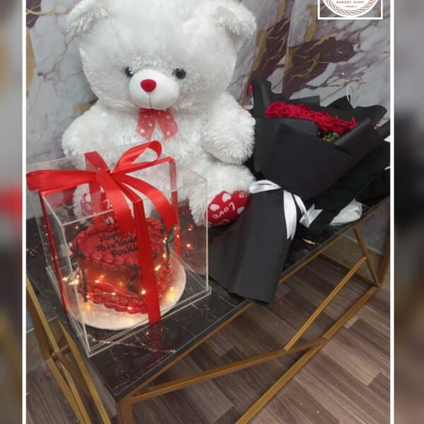 2 pound Cake + teady + bouquet.